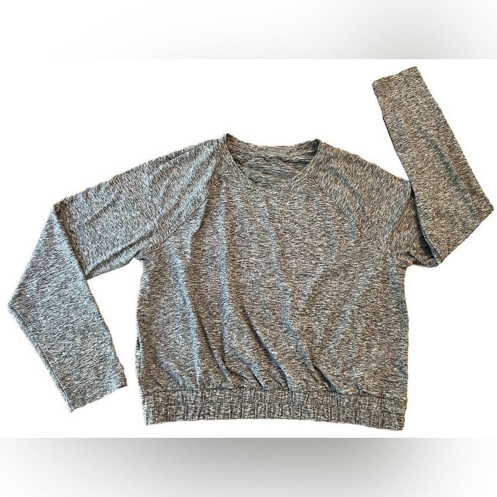 Velocity Heather Blue Shirt Tee Long Sleeve Elastic Waist